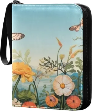 Kigai Colorful Flower Pattern Card Binder - 400 Pockets Card Holder with 50 Sleeves, Trading Card Album Folder for Boys Girls