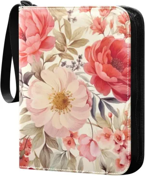 Kigai Colorful Flowers Card Binder - 400 Pockets Card Holder with 50 Sleeves, Trading Card Album Folder for Boys Girls