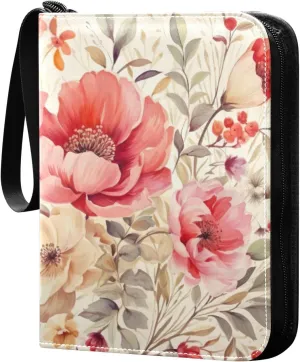 Kigai Colorful Flowers Card Binder - 400 Pockets Card Holder with 50 Sleeves, Trading Card Album Folder for Boys Girls