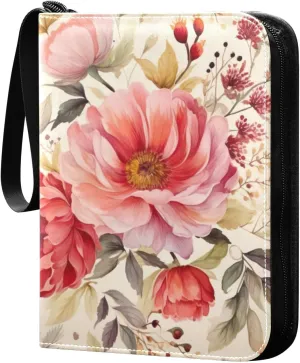 Kigai Colorful Flowers Card Binder - 400 Pockets Card Holder with 50 Sleeves, Trading Card Album Folder for Boys Girls