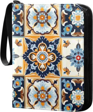Kigai Colorful Geometric Pattern Card Binder - 400 Pockets Card Holder with 50 Sleeves, Trading Card Album Folder for Boys Girls