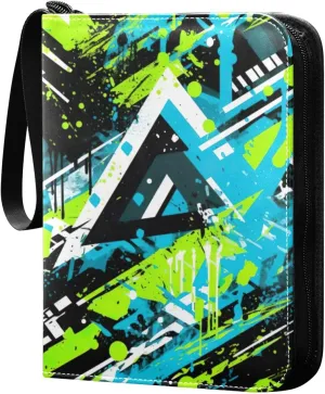 Kigai Colorful Graffiti Card Binder - 400 Pockets Card Holder with 50 Sleeves, Trading Card Album Folder for Boys Girls
