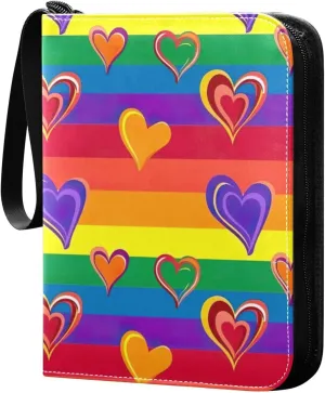 Kigai Colorful Hearts Card Binder - 400 Pockets Card Holder with 50 Sleeves, Trading Card Album Folder for Boys Girls
