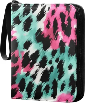 Kigai Colorful Leopard Card Binder - 400 Pockets Card Holder with 50 Sleeves, Trading Card Album Folder for Boys Girls