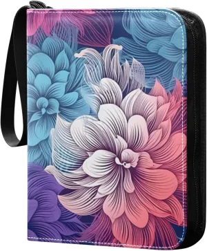 Kigai Colorful Line Flower Card Binder - 400 Pockets Card Holder with 50 Sleeves, Trading Card Album Folder for Boys Girls
