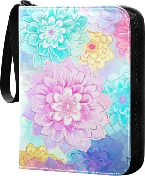 Kigai Colorful Mandala Card Binder - 400 Pockets Card Holder with 50 Sleeves, Trading Card Album Folder for Boys Girls
