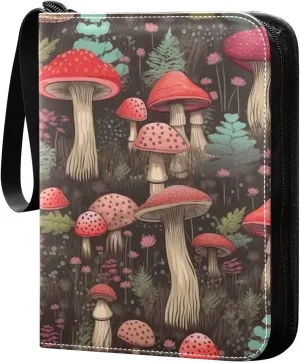 Kigai Colorful Mushrooms Card Binder - 400 Pockets Card Holder with 50 Sleeves, Trading Card Album Folder for Boys Girls