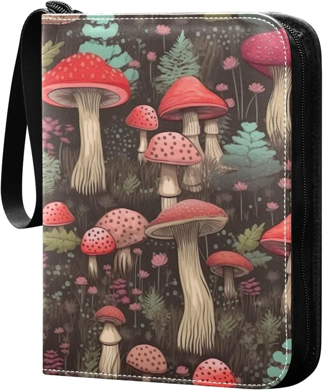 Kigai Colorful Mushrooms Card Binder - 400 Pockets Card Holder with 50 Sleeves, Trading Card Album Folder for Boys Girls