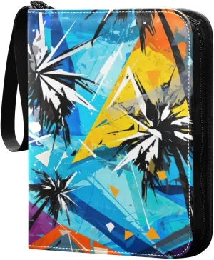 Kigai Colorful Palm Trees Card Binder - 400 Pockets Card Holder with 50 Sleeves, Trading Card Album Folder for Boys Girls