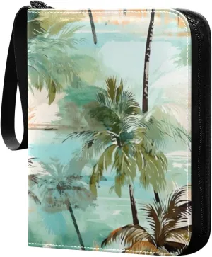 Kigai Colorful Palm Trees Card Binder - 400 Pockets Card Holder with 50 Sleeves, Trading Card Album Folder for Boys Girls