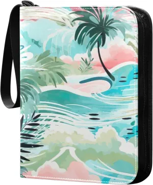 Kigai Colorful Palm Trees Card Binder - 400 Pockets Card Holder with 50 Sleeves, Trading Card Album Folder for Boys Girls