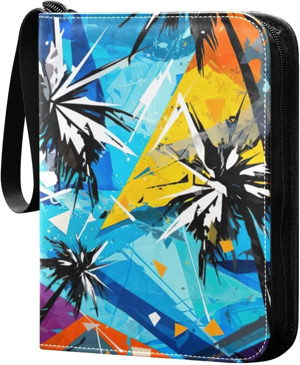 Kigai Colorful Palm Trees Card Binder - 400 Pockets Card Holder with 50 Sleeves, Trading Card Album Folder for Boys Girls