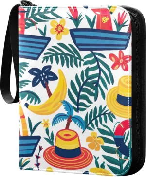 Kigai Colorful Palm Trees Card Binder - 400 Pockets Card Holder with 50 Sleeves, Trading Card Album Folder for Boys Girls