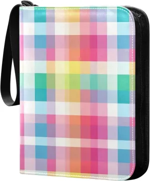 Kigai Colorful Plaid Card Binder - 400 Pockets Card Holder with 50 Sleeves, Trading Card Album Folder for Boys Girls