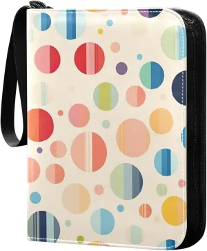 Kigai Colorful Polka Dots Card Binder - 400 Pockets Card Holder with 50 Sleeves, Trading Card Album Folder for Boys Girls