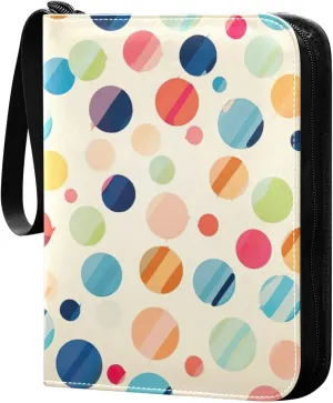 Kigai Colorful Polka Dots Card Binder - 400 Pockets Card Holder with 50 Sleeves, Trading Card Album Folder for Boys Girls