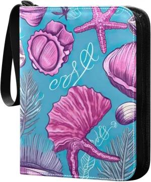Kigai Colorful Shells Card Binder - 400 Pockets Card Holder with 50 Sleeves, Trading Card Album Folder for Boys Girls