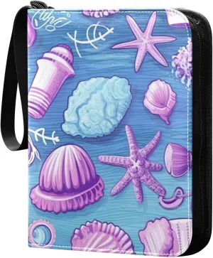 Kigai Colorful Shells Card Binder - 400 Pockets Card Holder with 50 Sleeves, Trading Card Album Folder for Boys Girls
