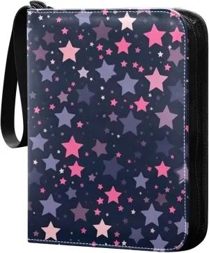 Kigai Colorful Stars Card Binder - 400 Pockets Card Holder with 50 Sleeves, Trading Card Album Folder for Boys Girls