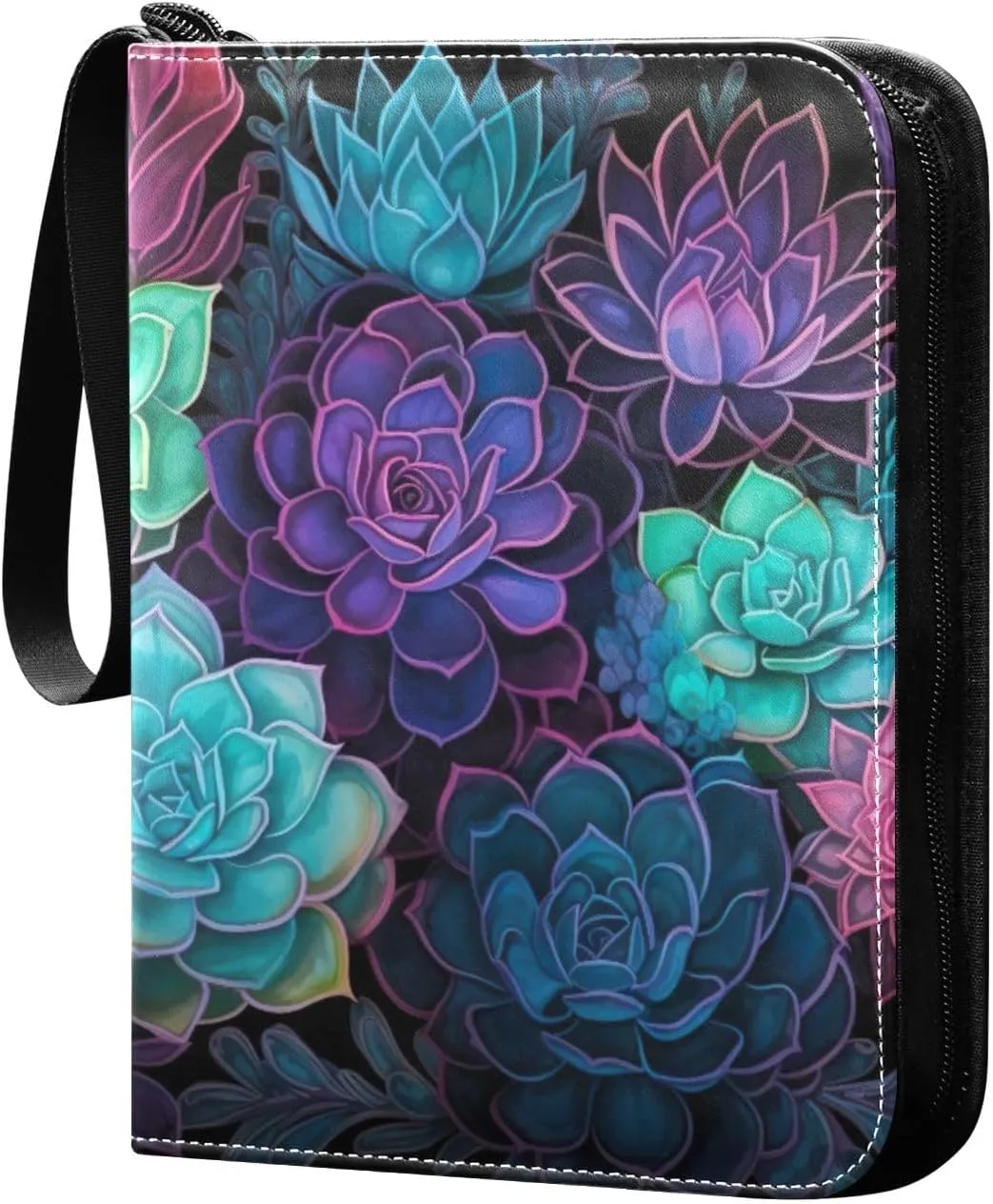 Kigai Colorful Succulent Card Binder - 400 Pockets Card Holder with 50 Sleeves, Trading Card Album Folder for Boys Girls
