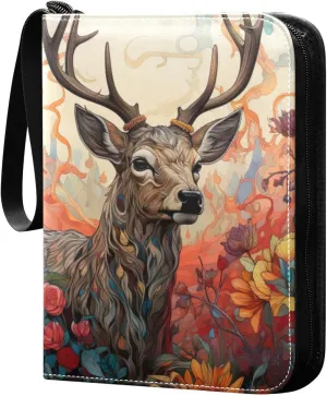 Kigai Deer Painting Card Binder - 400 Pockets Card Holder with 50 Sleeves, Trading Card Album Folder for Boys Girls