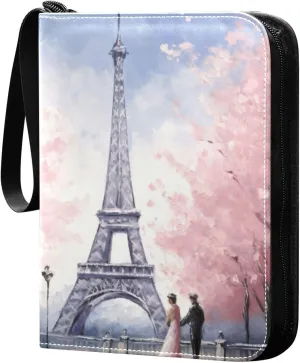 Kigai Eiffel Tower Painting Card Binder - 400 Pockets Card Holder with 50 Sleeves, Trading Card Album Folder for Boys Girls