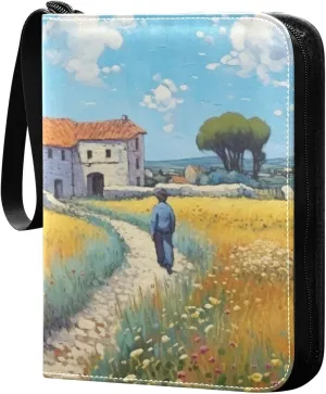 Kigai Farmland Painting Card Binder - 400 Pockets Card Holder with 50 Sleeves, Trading Card Album Folder for Boys Girls