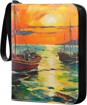 Kigai Fishing Painting Card Binder - 400 Pockets Card Holder with 50 Sleeves, Trading Card Album Folder for Boys Girls
