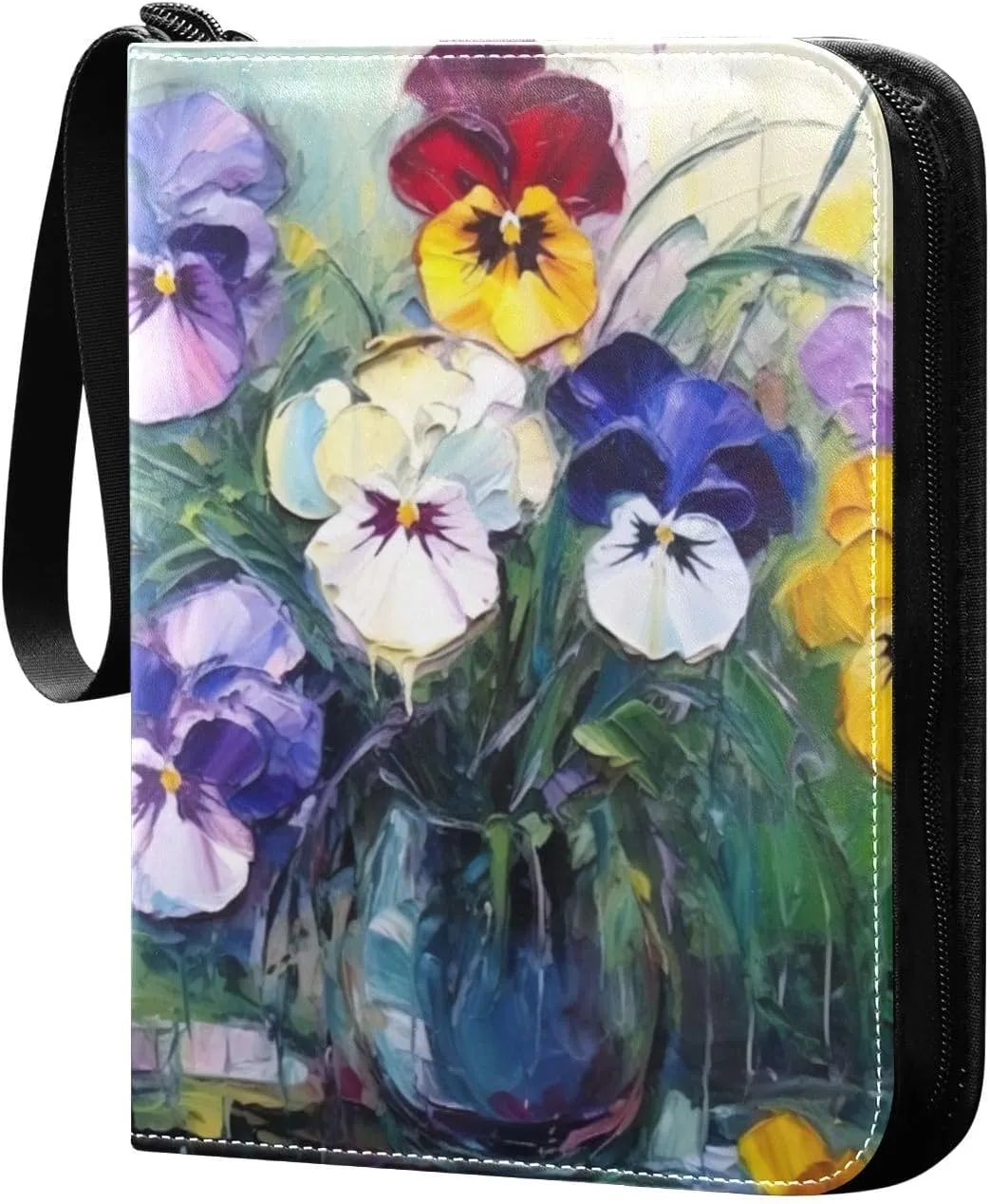 Kigai Flower Painting Card Binder - 400 Pockets Card Holder with 50 Sleeves, Trading Card Album Folder for Boys Girls
