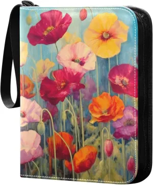 Kigai Flower Painting Card Binder - 400 Pockets Card Holder with 50 Sleeves, Trading Card Album Folder for Boys Girls