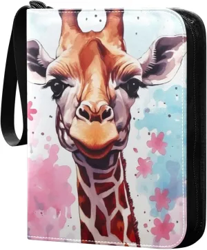 Kigai Giraffe Painting Card Binder - 400 Pockets Card Holder with 50 Sleeves, Trading Card Album Folder for Boys Girls