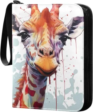 Kigai Giraffe Painting Card Binder - 400 Pockets Card Holder with 50 Sleeves, Trading Card Album Folder for Boys Girls