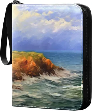 Kigai Lighthouse Painting Card Binder - 400 Pockets Card Holder with 50 Sleeves, Trading Card Album Folder for Boys Girls