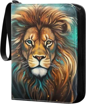 Kigai Lion Painting Card Binder - 400 Pockets Card Holder with 50 Sleeves, Trading Card Album Folder for Boys Girls