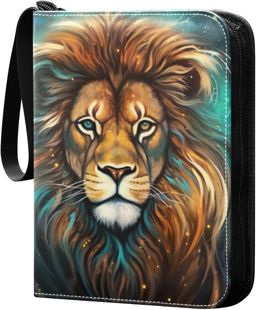 Kigai Lion Painting Card Binder - 400 Pockets Card Holder with 50 Sleeves, Trading Card Album Folder for Boys Girls