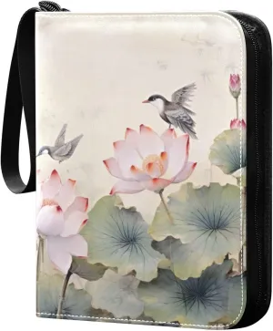 Kigai Lotus Painting Card Binder - 400 Pockets Card Holder with 50 Sleeves, Trading Card Album Folder for Boys Girls