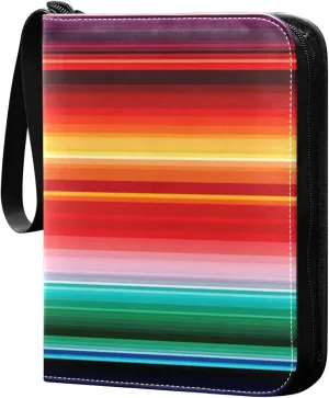 Kigai Mexican Serape Stripes Colorful Card Binder - 400 Pockets Card Holder with 50 Sleeves, Trading Card Album Folder for Boys Girls