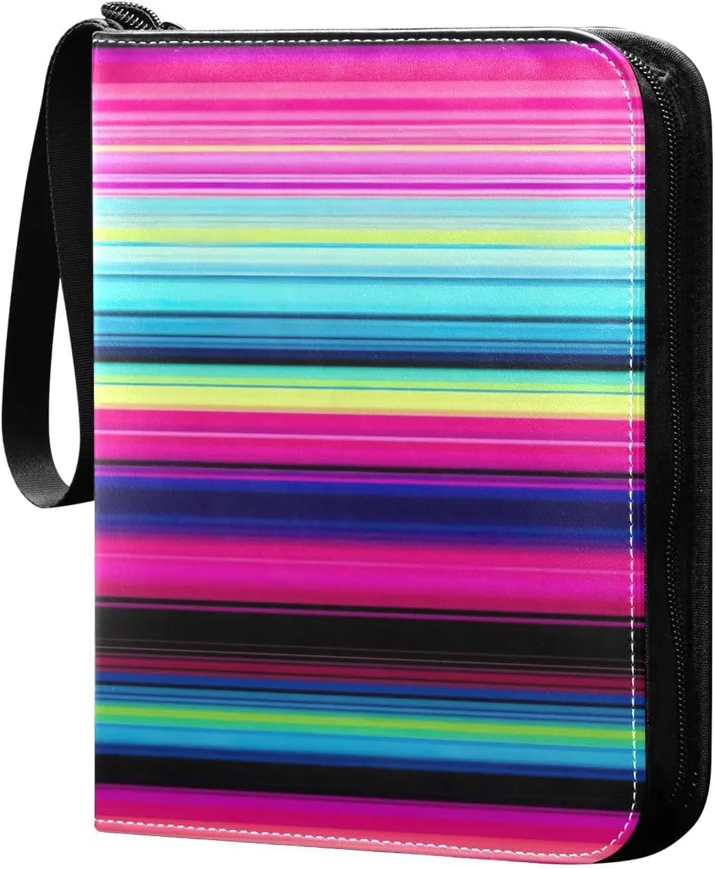 Kigai Mexican Serape Stripes Colorful Card Binder - 400 Pockets Card Holder with 50 Sleeves, Trading Card Album Folder for Boys Girls