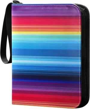 Kigai Mexican Serape Stripes Colorful Card Binder - 400 Pockets Card Holder with 50 Sleeves, Trading Card Album Folder for Boys Girls