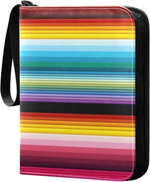 Kigai Mexican Serape Stripes Colorful Card Binder - 400 Pockets Card Holder with 50 Sleeves, Trading Card Album Folder for Boys Girls