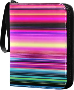 Kigai Mexican Serape Stripes Colorful Card Binder - 400 Pockets Card Holder with 50 Sleeves, Trading Card Album Folder for Boys Girls