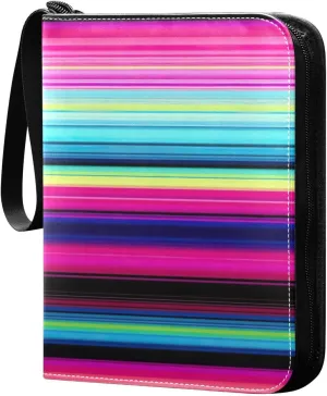 Kigai Mexican Serape Stripes Colorful Card Binder - 400 Pockets Card Holder with 50 Sleeves, Trading Card Album Folder for Boys Girls