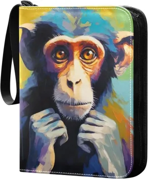 Kigai Monkey Painting Card Binder - 400 Pockets Card Holder with 50 Sleeves, Trading Card Album Folder for Boys Girls
