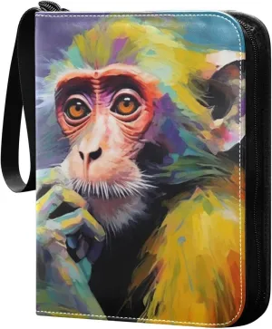 Kigai Monkey Painting Card Binder - 400 Pockets Card Holder with 50 Sleeves, Trading Card Album Folder for Boys Girls