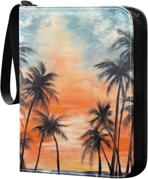 Kigai Palm Tree Painting Card Binder - 400 Pockets Card Holder with 50 Sleeves, Trading Card Album Folder for Boys Girls