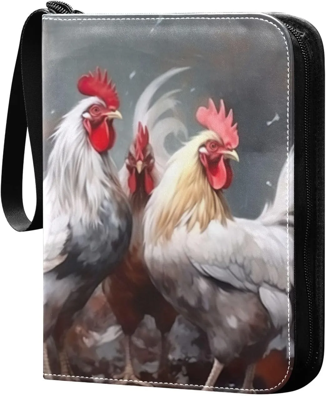 Kigai Rooster Painting Card Binder - 400 Pockets Card Holder with 50 Sleeves, Trading Card Album Folder for Boys Girls