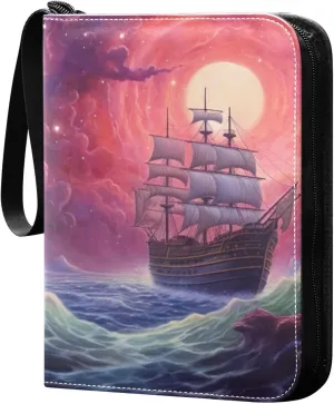 Kigai Ship Painting Card Binder - 400 Pockets Card Holder with 50 Sleeves, Trading Card Album Folder for Boys Girls