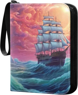 Kigai Ship Painting Card Binder - 400 Pockets Card Holder with 50 Sleeves, Trading Card Album Folder for Boys Girls