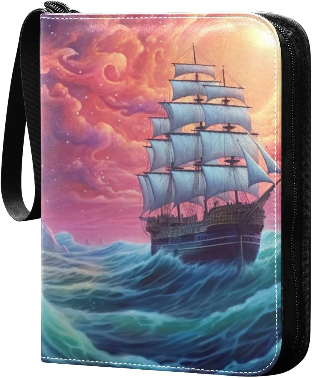 Kigai Ship Painting Card Binder - 400 Pockets Card Holder with 50 Sleeves, Trading Card Album Folder for Boys Girls