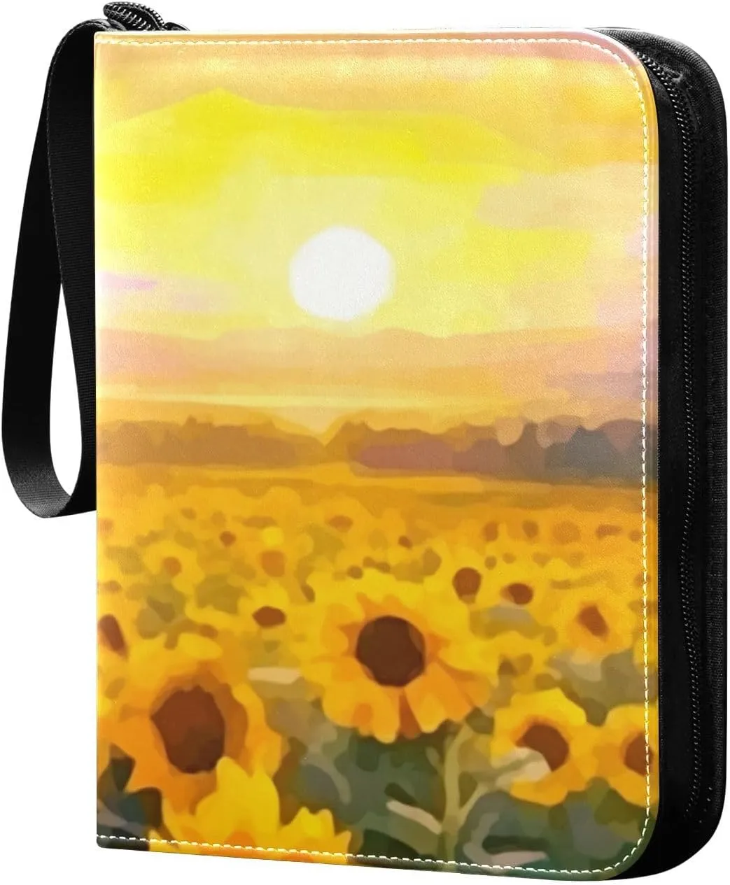 Kigai Sunflowers Painting Card Binder - 400 Pockets Card Holder with 50 Sleeves, Trading Card Album Folder for Boys Girls